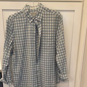 J Crew Light Blue Gingham Casual Button Down Shirt